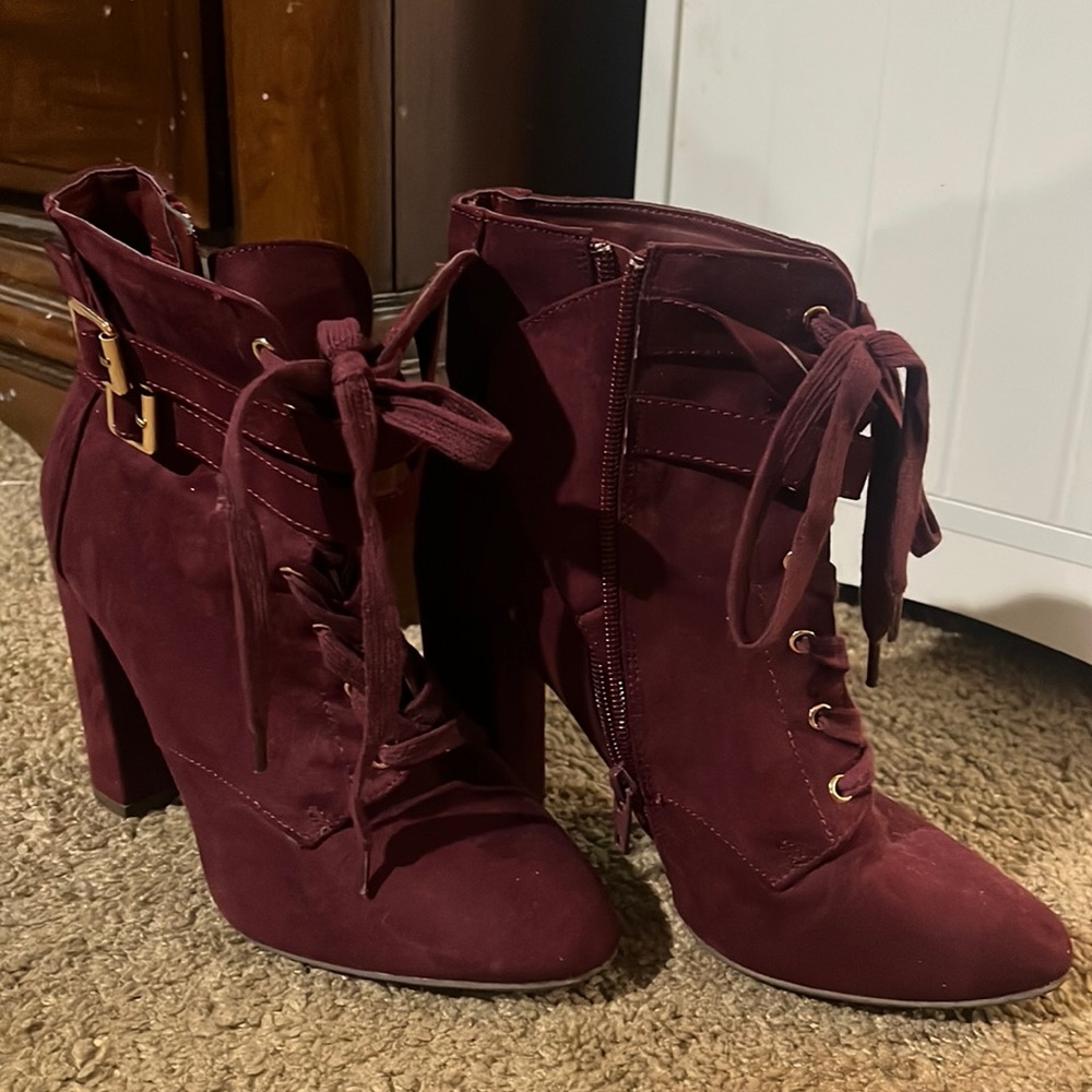 Burgundy booties